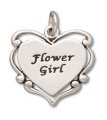 DECORATIVE FLOWER GIRL HEART Sterling Silver Charm