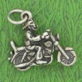 Motorcycle and Rider Sterling Silver Charm
