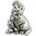 MOTHER CAT with KITTEN Sterling Silver Charm