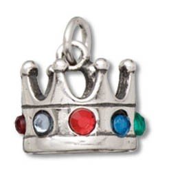 CROWN with CRYSTALS Sterling Silver Charm