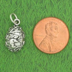 EASTER EGG with BUNNY Sterling Silver Charm