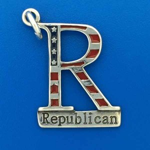 REPUBLICAN Enameled Sterling Silver Charm