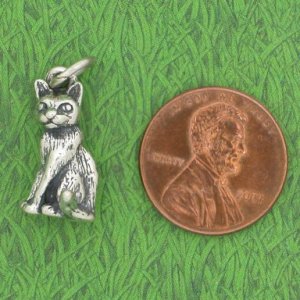 SITTING CAT Sterling Silver Charm - CLEARANCE