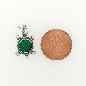TURTLE with CRYSTAL Sterling Silver Charm