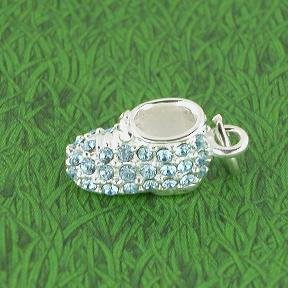 BABY BOOTIE Sterling Silver Blue Crystal Charm - CLEARANCE