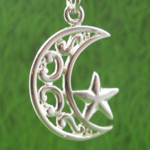 MOON and STAR Sterling Silver Charm