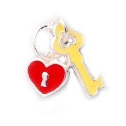 LOCK and KEY ENAMEL Sterling Silver Charm - CLEARANCE