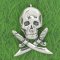 SKULL with SWORDS Sterling Silver Charm