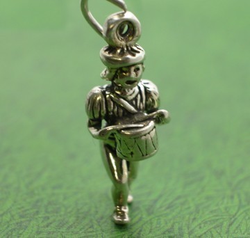 Drummer Drumming 12 Days of Christmas 3d 925 Solid Sterling Silber Charm
