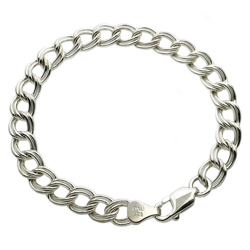 Sterling Silver Charm Bracelet 8" Length 
