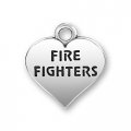 FIRE FIGHTERS HEART Sterling Silver Charm - CLEARANCE