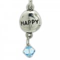 HAPPY STONE with CRYSTAL Sterling Silver Charm - DISCONTINUED