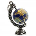 LAPIS BLUE GLOBE Movable Enameled Sterling Silver Charm