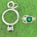 MAY BIRTHSTONE RING - Emerald Crystal Sterling Silver Charm