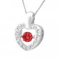 HEART with .5CT RUBY CZ Sterling Silver Pendant & Necklace