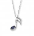EIGHTH NOTE with TANZANITE CZ Sterling Silver Pendant & Necklace