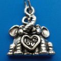 Love Heart Elephants Sterling Silver Charm