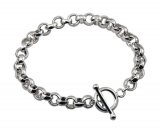 SINGLE ROLO Sterling Silver Bracelet with Toggle Clasp - Various Sizes