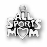 ALL SPORTS MOM Sterling Silver Charm - CLEARANCE