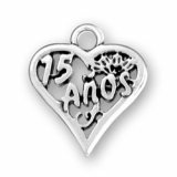 15 ANOS HEART Sterling Silver Charm - CLEARANCE