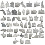 All 50 STATES of AMERICA Sterling Silver Charms