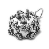 BIRTHDAY CAKE with ROSES Sterling Silver Charm