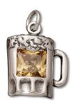 MUG of BEER with CRYSTAL Sterling Silver Charm