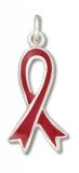 AIDS AWARENESS RIBBON Enameled Sterling Silver Charm