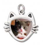 CAT PHOTO FRAME Sterling Silver Charm