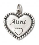 BEADED AUNT HEART Sterling Silver Charm