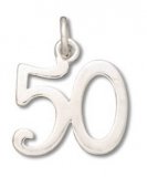 NUMBER 50 Sterling Silver Charm
