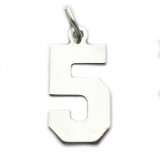 NUMBER 5 Sterling Silver Charm
