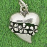 HEART WRAPPED in FLOWERS Sterling Silver Charm
