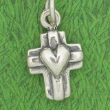 Heart Cross Sterling Silver Charm