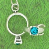 DECEMBER BIRTHSTONE RING - Blue Zircon Crystal Sterling Silver Charm