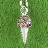 ICE CREAM CONE with CRYSTALS Sterling Silver Charm - CLEARANCE