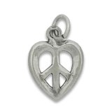 PEACE SYMBOL HEART Sterling Silver Charm