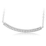 CURVED BAR with CZ Sterling Silver Necklace
