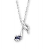 EIGHTH NOTE with TANZANITE CZ Sterling Silver Pendant & Necklace
