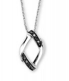 BLACK DIAMOND STRIPED Sterling Silver Pendant & Necklace