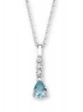 BLUE TOPAZ DROP Sterling Silver Pendant & Necklace