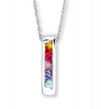 MULTI COLORED CZ CURVED Sterling Silver Pendant & Necklace