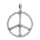 RAISED PEACE SIGN Sterling Silver Charm