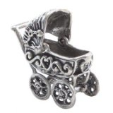BABY CARRIAGE Movable Sterling Silver Charm