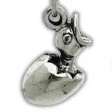 BABY CHICK in EGG Sterling Silver Charm