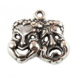 COMEDY & TRAGEDY MASKS Sterling Silver Charm