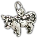 MILKING COW Sterling Silver Charm