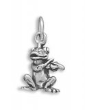 Frog with Violin Sterling Silver Charm
