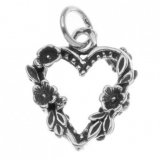 FLOWERED HEART Sterling Silver Charm