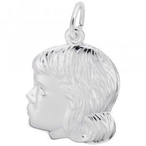 Young Girls Head Sterling Silver Charm